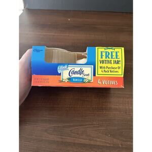Vtg Glade Candle scents votive & holder Vanilla scent NEW in package 4 Candles
